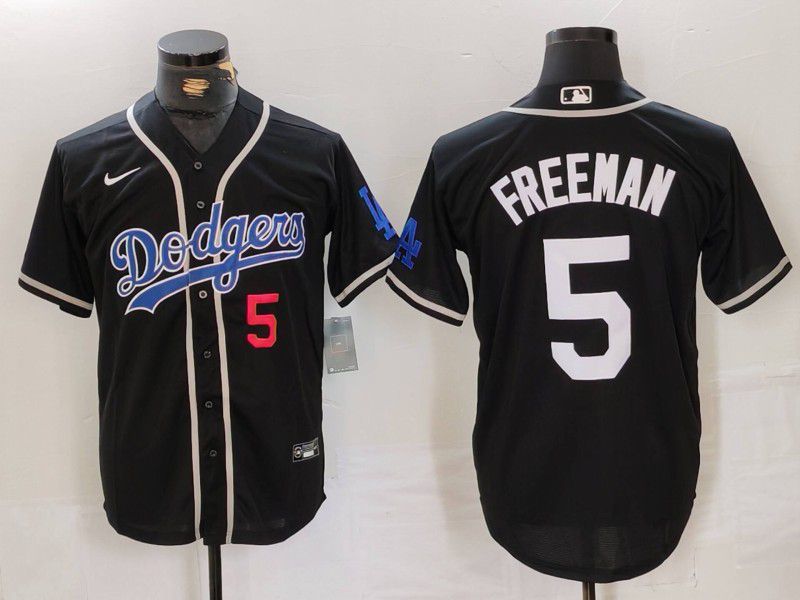 Men Los Angeles Dodgers 5 Freeman Black Fashion Nike Game MLB Jersey style 43